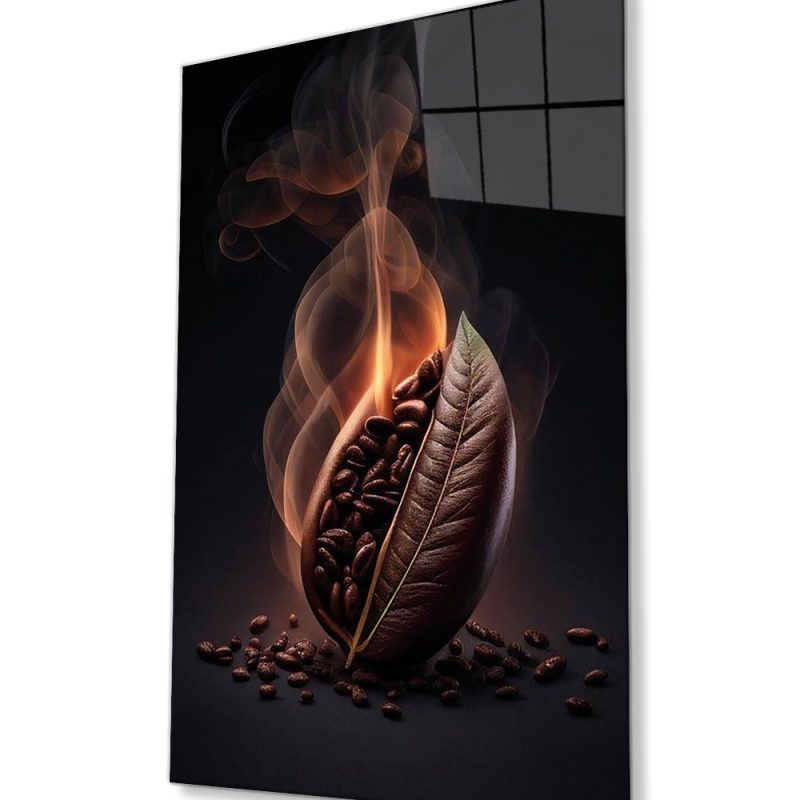 Kahve Çekirdeği Cam Tablo, Ev ve Ofis Duvar Dekoru, Hediyelik Büyük Temperli 4 mm Cam Tablo