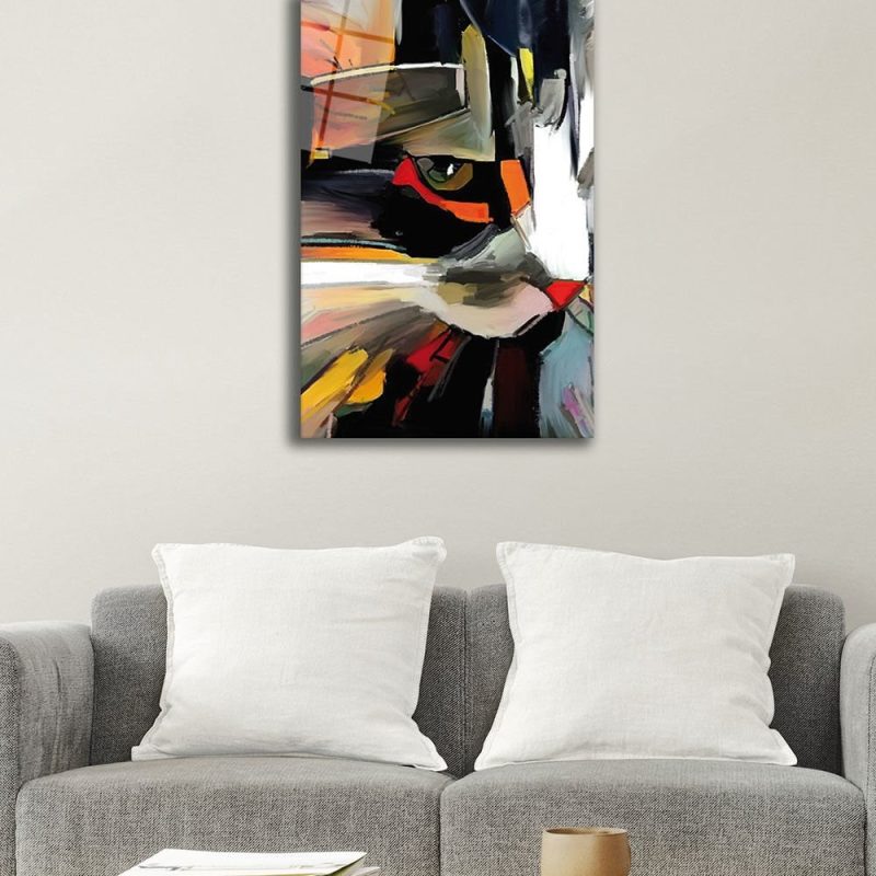 Kedi Soyut Temperli Cam Tablo