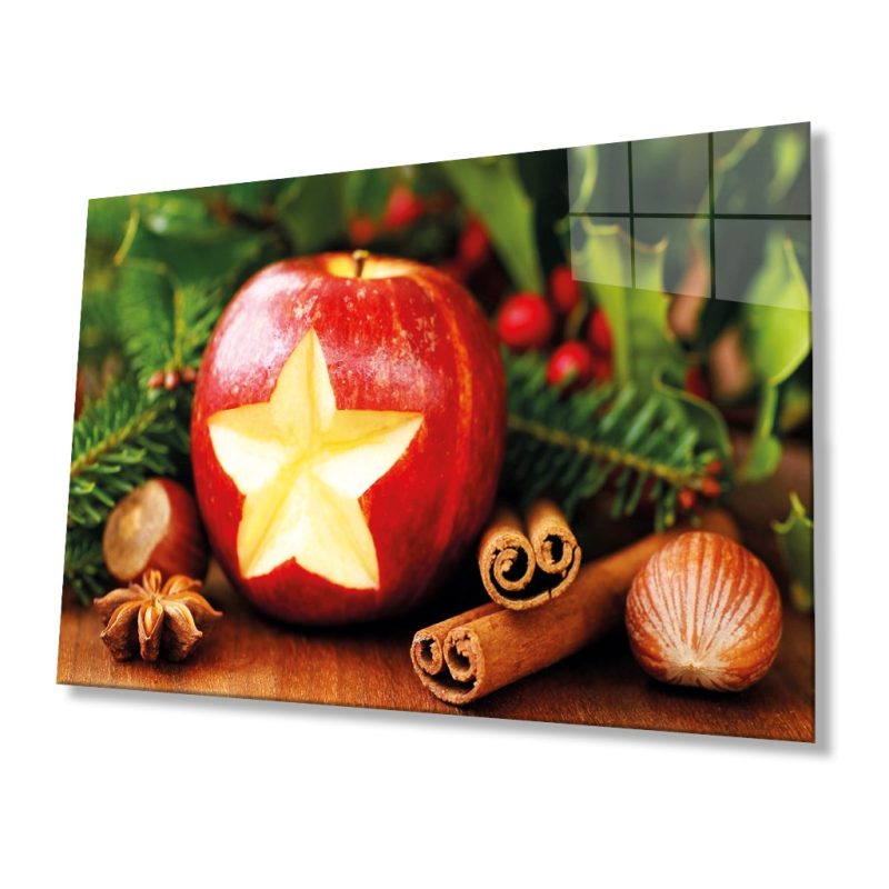 Meyveler elma Cam Tablo 4mm Dayanıklı Temperli Cam