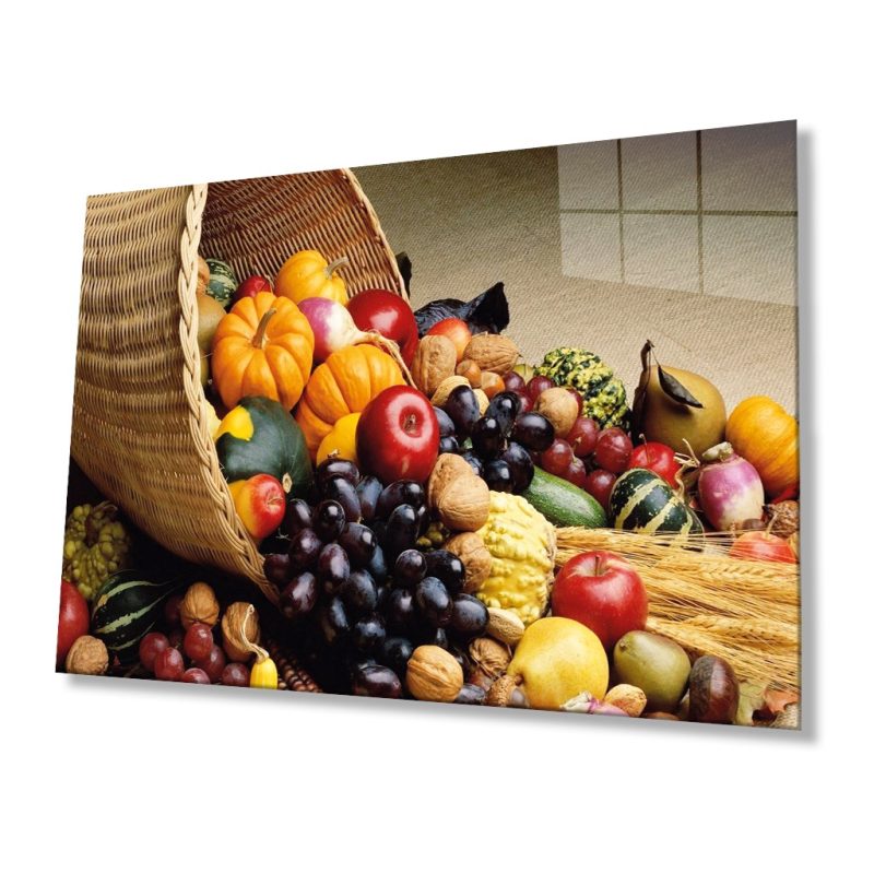 Meyveler Cam Tablo 4mm Dayanıklı Temperli Cam