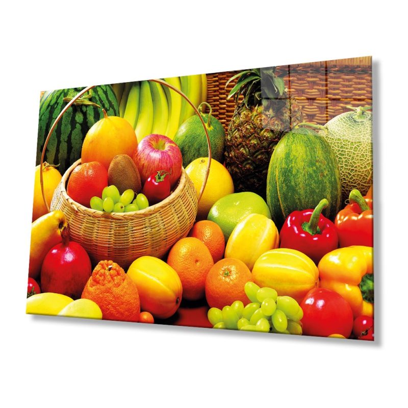 Meyveler Cam Tablo 4mm Dayanıklı Temperli Cam