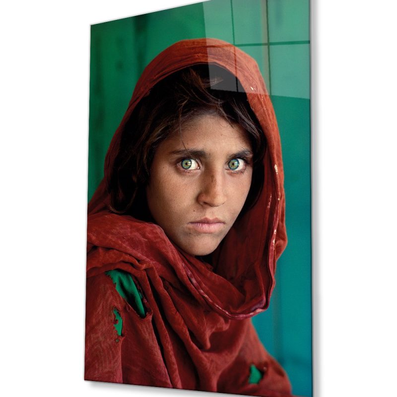 Afgan Kız Genç Cam Tablo, Ev ve Ofis Duvar Dekoru, Hediyelik Büyük Temperli 4 mm Cam Tablo