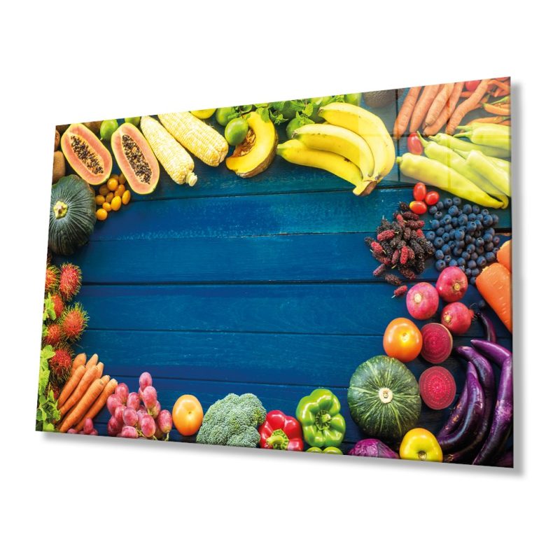 Meyveler Cam Tablo 4mm Dayanıklı Temperli Cam