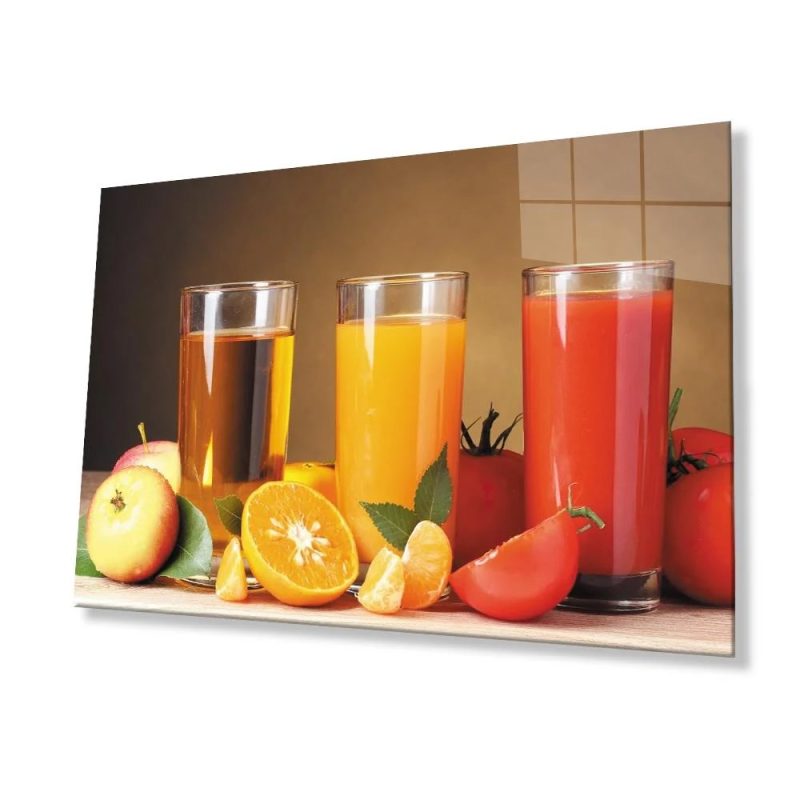 Meyve Suyu Meyveler Mutfak Cam Tablo 4mm Dayanıklı Temperli Cam Juice Fruits Kitchen Glas Wall Art