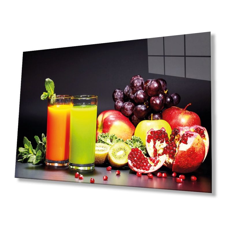 Meyveler Cam Tablo 4mm Dayanıklı Temperli Cam