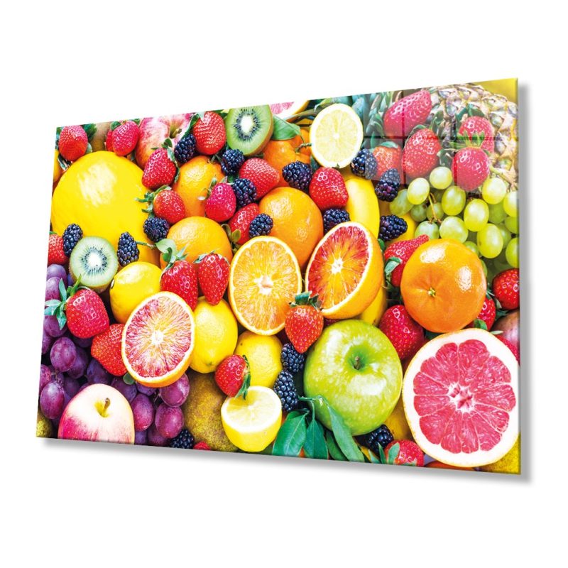 Meyveler Cam Tablo 4mm Dayanıklı Temperli Cam