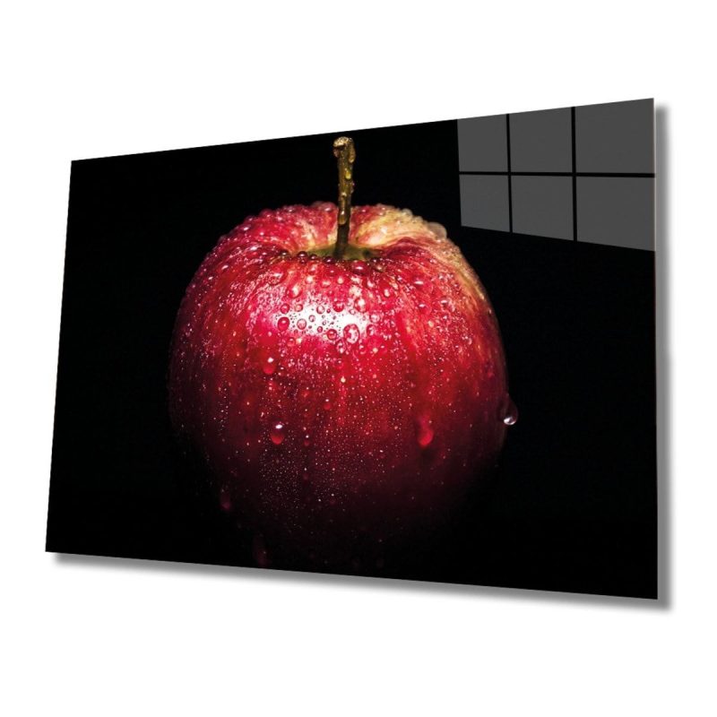 Kırmızı elma Meyveler Cam Tablo 4mm Dayanıklı Temperli Cam