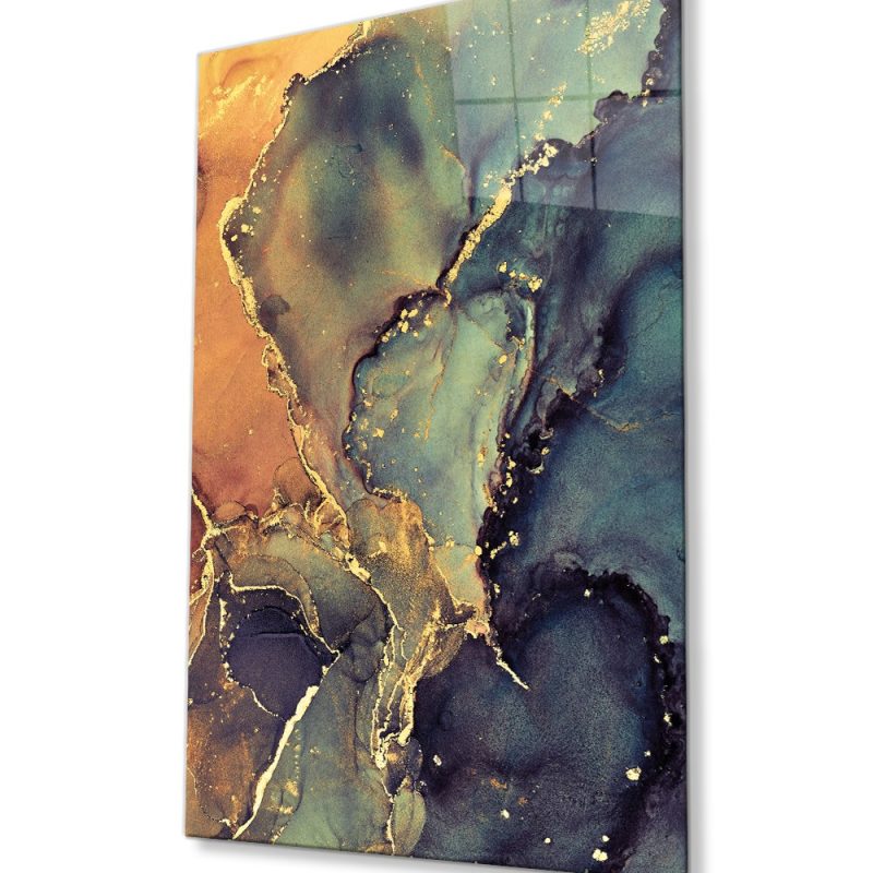 Renkli Mermer Soyut Cam Tablo, Ev ve Ofis Duvar Dekoru, Hediyelik Büyük Temperli 4 mm Cam Tablo