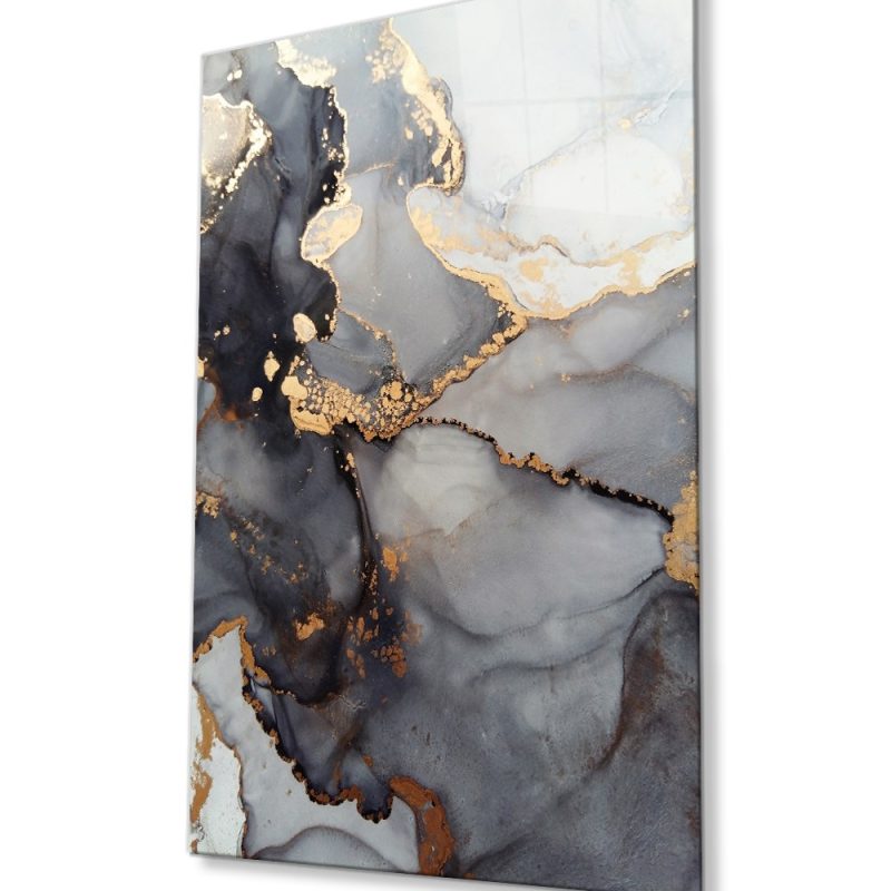 Renkli Mermer Soyut Cam Tablo, Ev ve Ofis Duvar Dekoru, Hediyelik Büyük Temperli 4 mm Cam Tablo