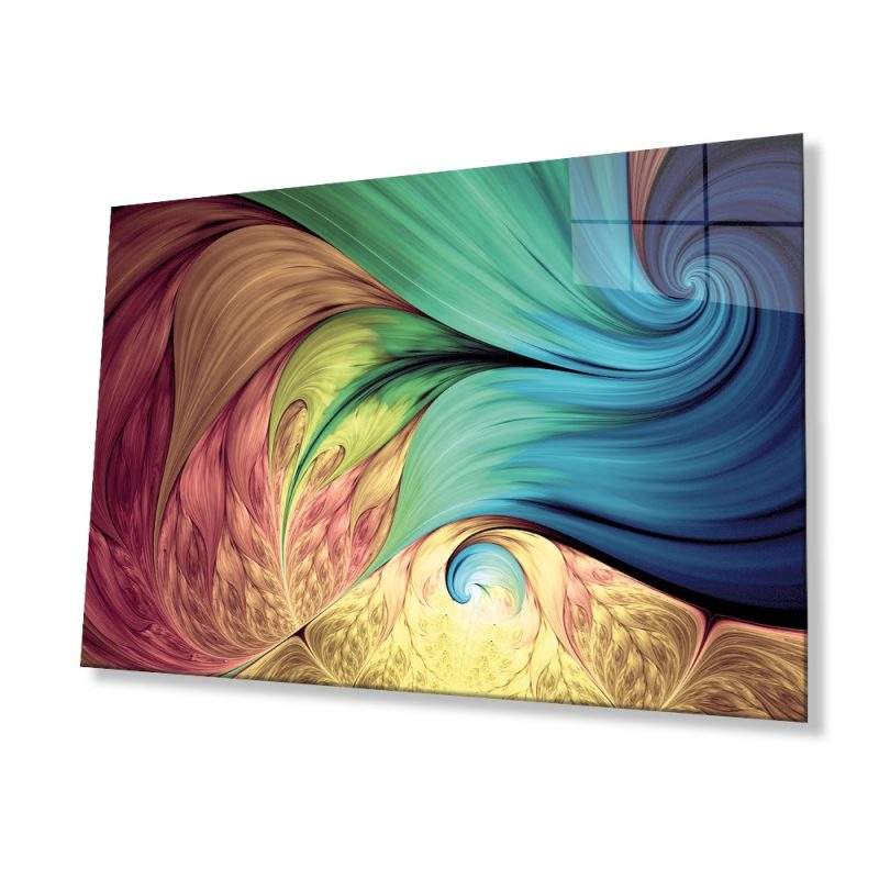 Renkli Soyut Cam Tablo Ev ve Ofis Duvar Dekoru Hediyelik Büyük Tablo Dayanıklı Cam