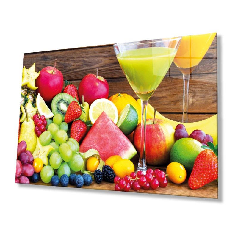 Meyveler Cam Tablo 4mm Dayanıklı Temperli Cam