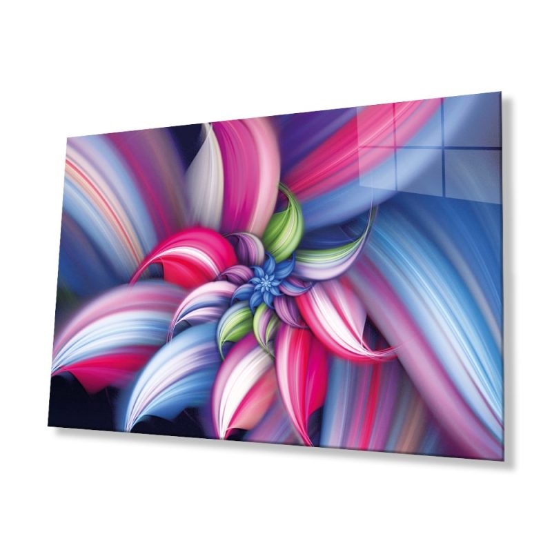 Renkli Fraktal Soyut Cam Tablo, Ev ve Ofis Duvar Dekoru, Hediyelik Büyük Temperli 4 mm Cam Tablo