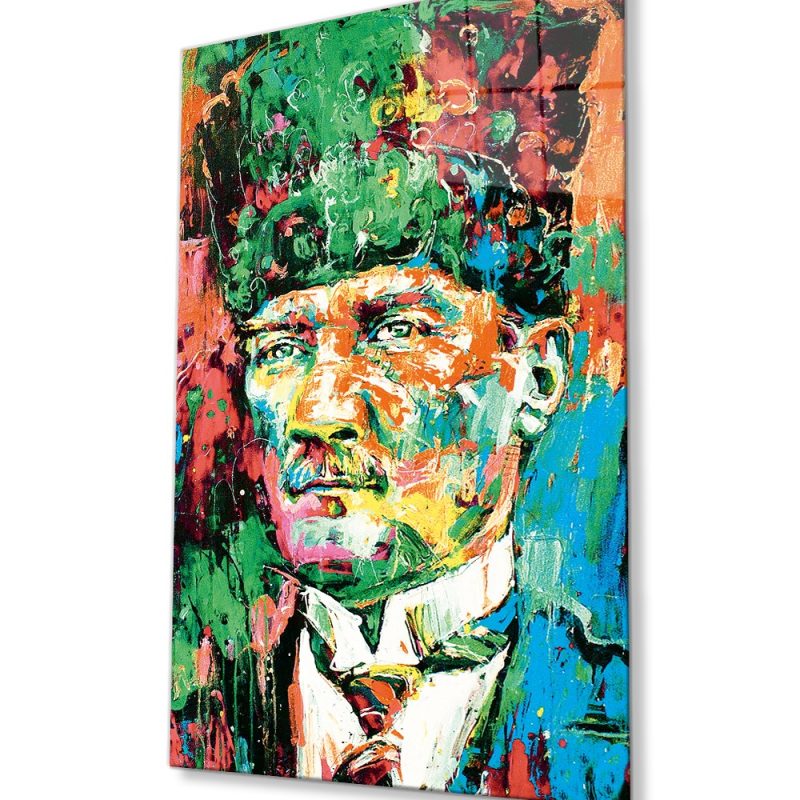 Atatürk Sanatsal Renkli 4mm Dayanıklı Cam Tablo Temperli Cam