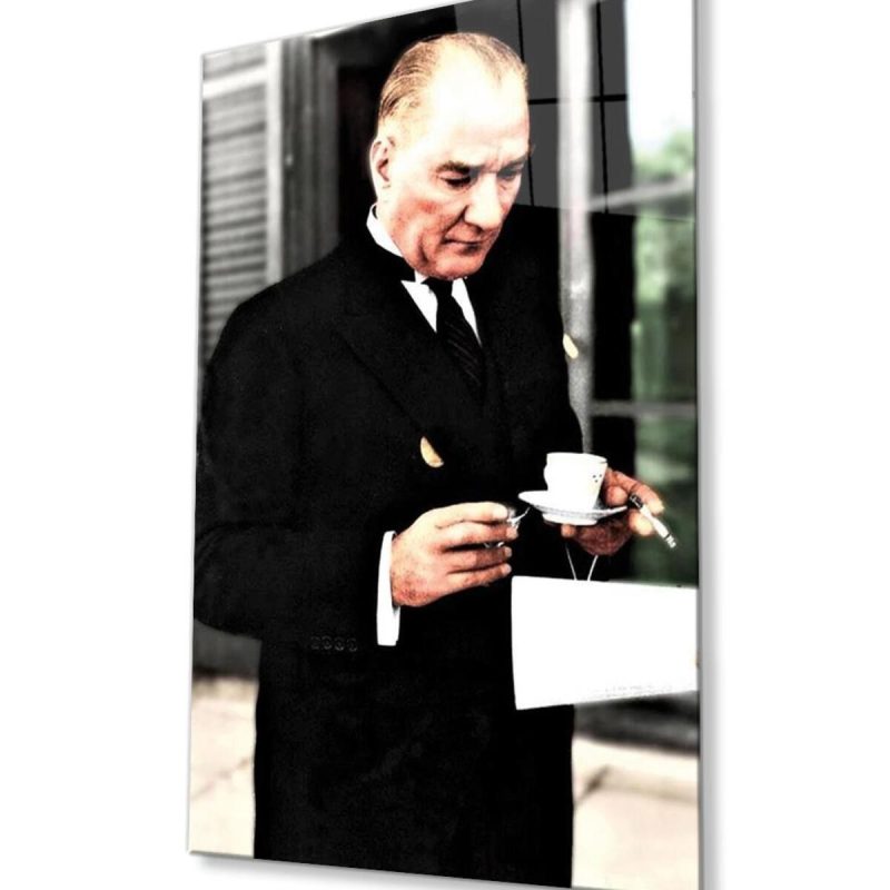 Atatürk Cam Tablo 4mm Dayanıklı Temperli Cam, Atatürk Glass Wall Art