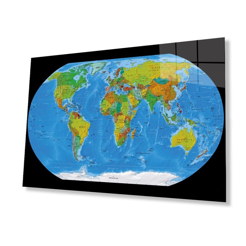Dünya Haritası 78 Cam Tablo