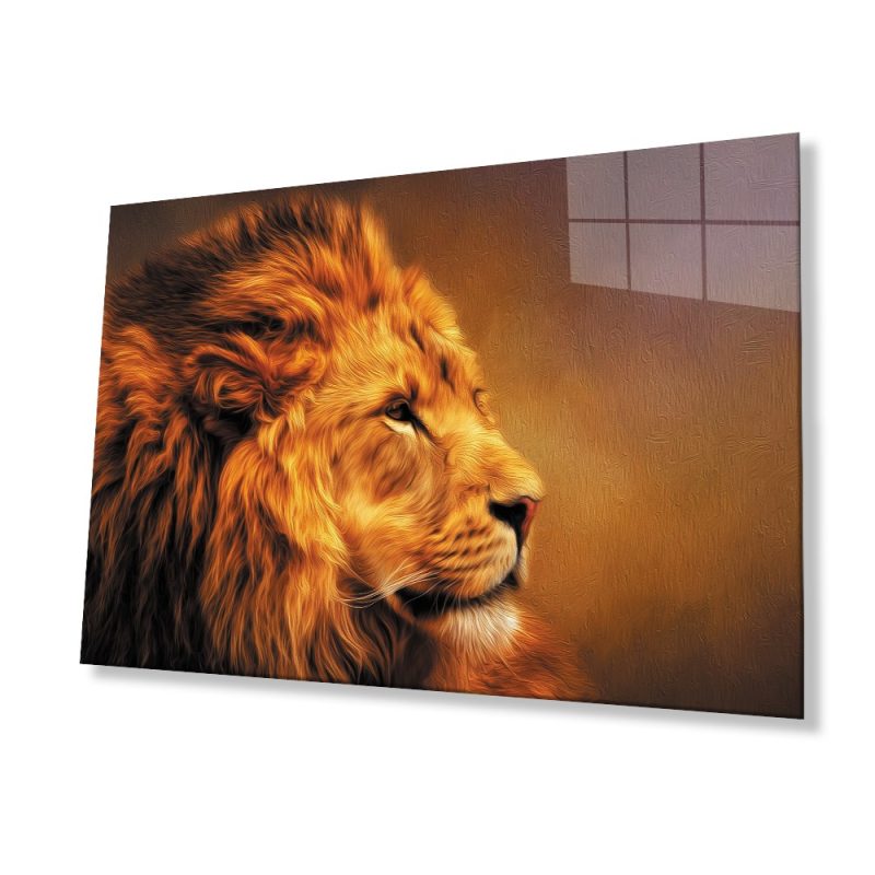 Aslan Hayvan Cam Tablo 4mm Dayanıklı Temperli Cam