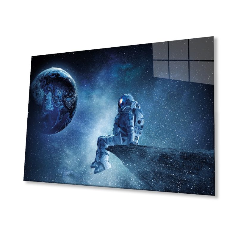 Uzay Astronot 4mm Dayanıklı Cam Tablo Temperli Cam