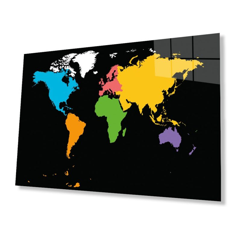 Dünya Haritası Cam Tablo