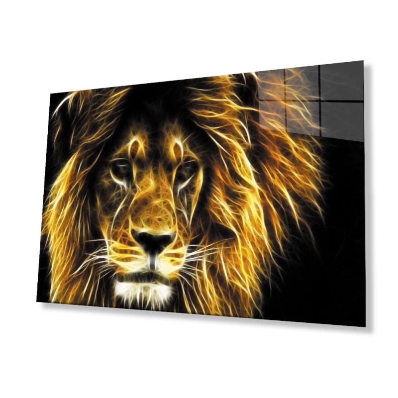 Aslan Hayvan Cam Tablo 4mm Dayanıklı Temperli Cam