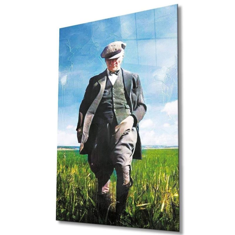 Atatürk Portre Cam Tablo Modern Ev Ofis Salon Hediyelik Büyük Tablo Duvar Dekoru