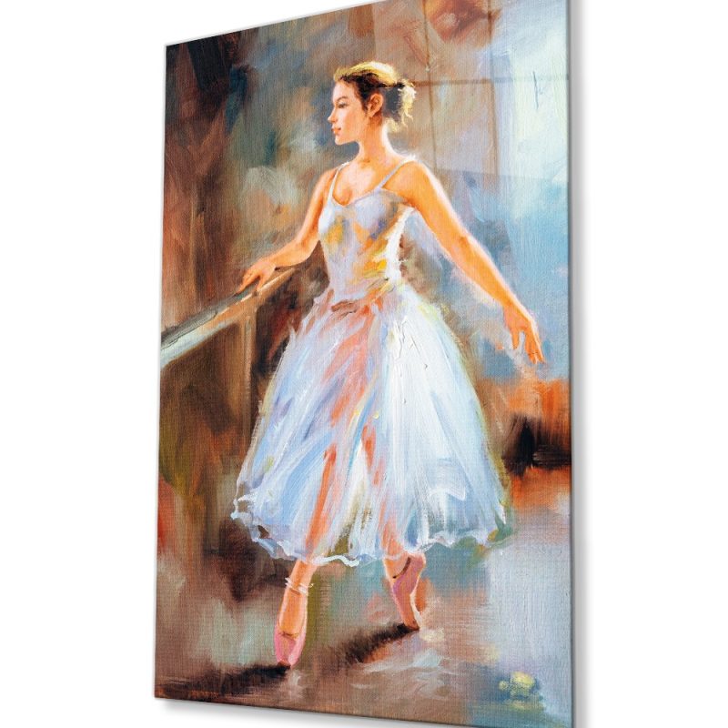 Balerin Kadın Cam Tablo, Ev ve Ofis Duvar Dekoru, Hediyelik Büyük Temperli 4 mm Cam Tablo