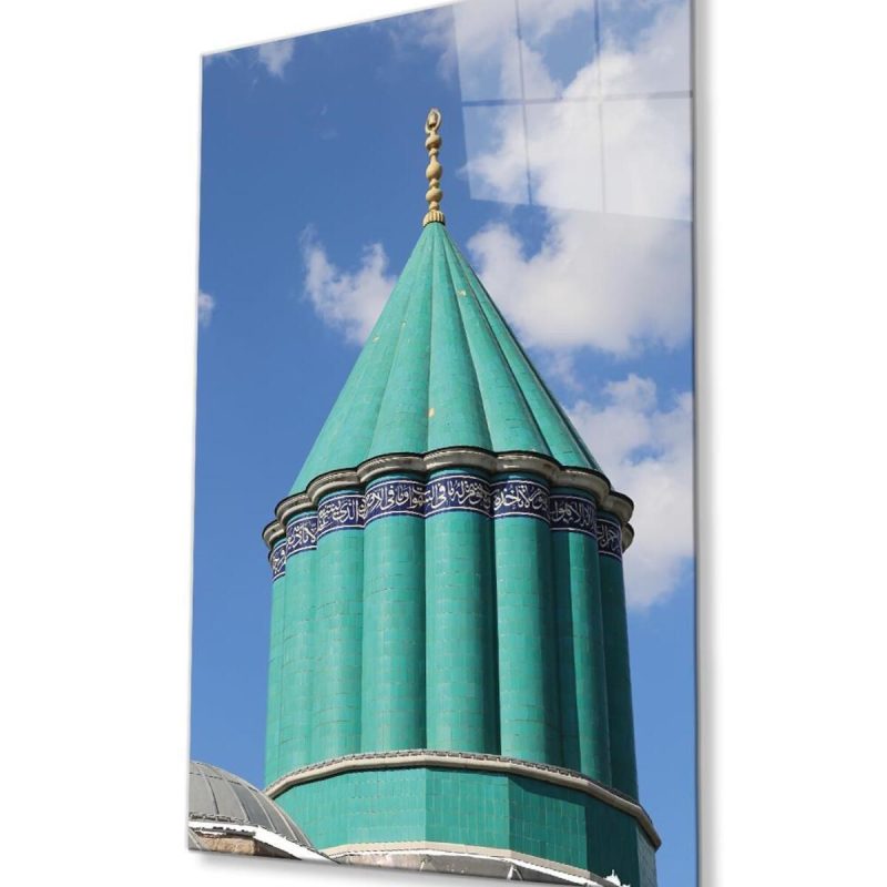 Kubbe Dini İslami Duvar Dekoru Kaligrafi Cam Tablo 4mm Dayanıklı Temperli Cam