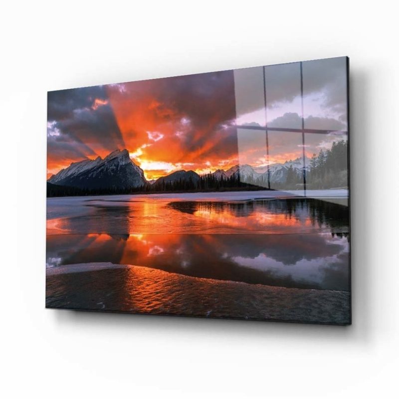 Doğa Manzara kırmızı Cam Tablo 4mm Dayanıklı Temperli Cam