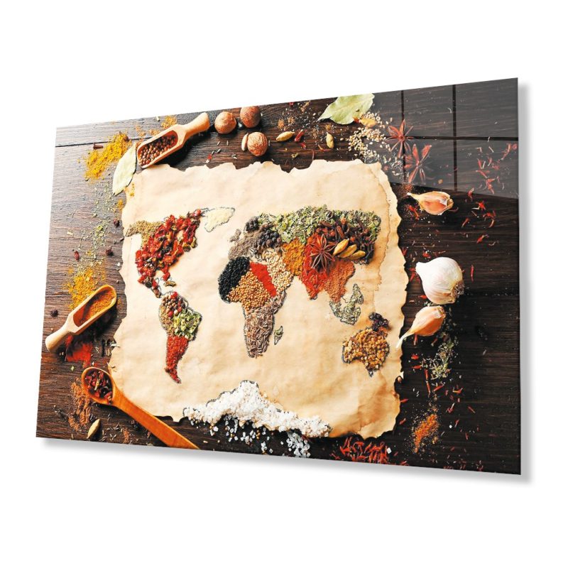 Dünya Haritası 26 Cam Tablo