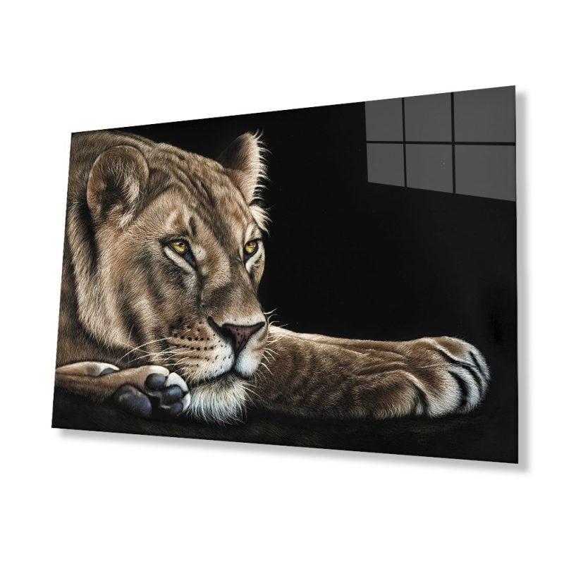 Aslan Hayvan Cam Tablo 4mm Dayanıklı Temperli Cam