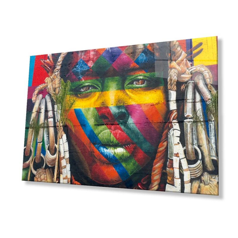 Renkli Siyahi Kadın Cam Tablo Ev ve Ofis Duvar Dekoru Hediyelik Büyük Tablo Dayanıklı Temperli Cam