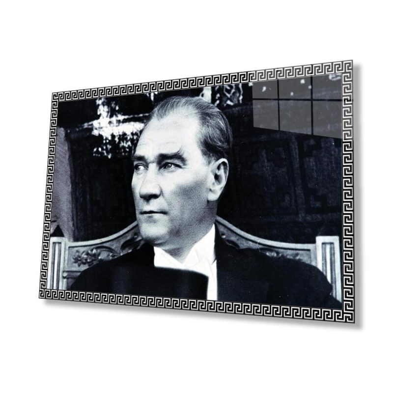 Atatürk Cam Tablo 4mm Dayanıklı Temperli Cam, Atatürk Glass Wall Art