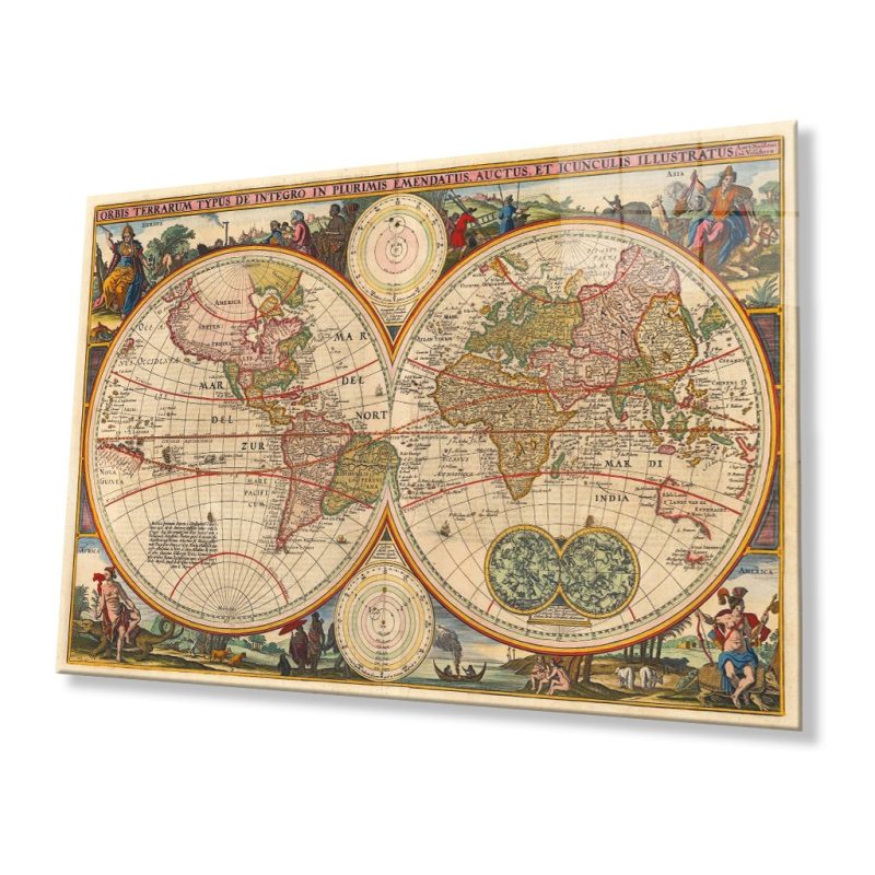Dünya Haritası 7 Cam Tablo