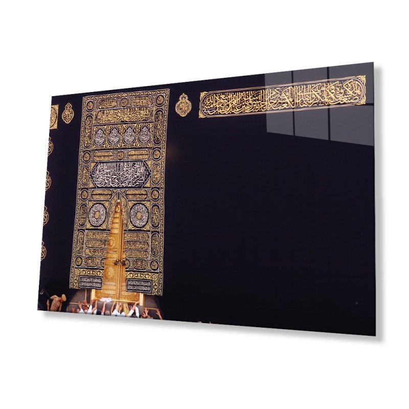 Kabe Kapısı Kutsal Topraklar Dini İslami Cam Tablo Ev ve Ofis Duvar Dekoru Hediyelik Büyük Tablo Cam