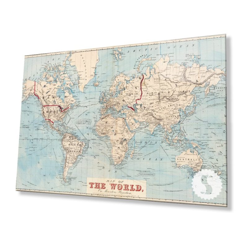 Dünya Haritası 29 Cam Tablo