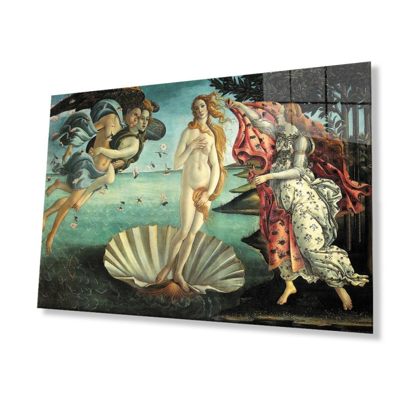 Venüsün Doğuşu Sanatsal Cam Tablo, Ev ve Ofis Duvar Dekoru, Hediyelik Büyük Temperli 4 mm Cam Tablo