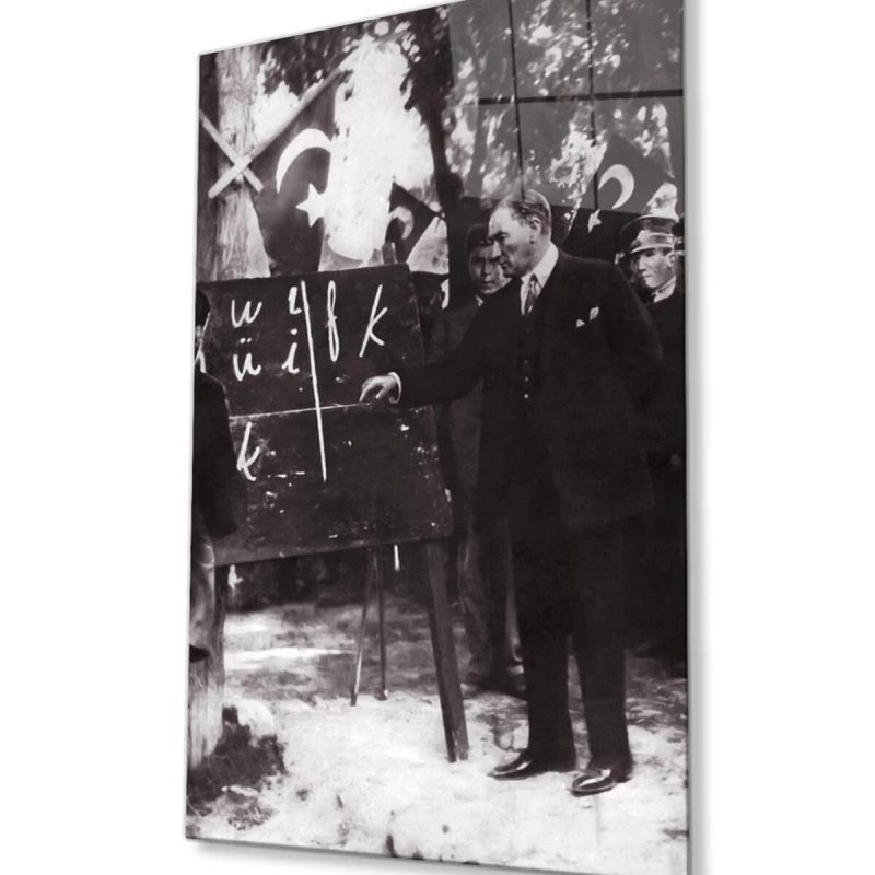 Atatürk Cam Tablo 4mm Dayanıklı Temperli Cam, Atatürk Glass Wall Art