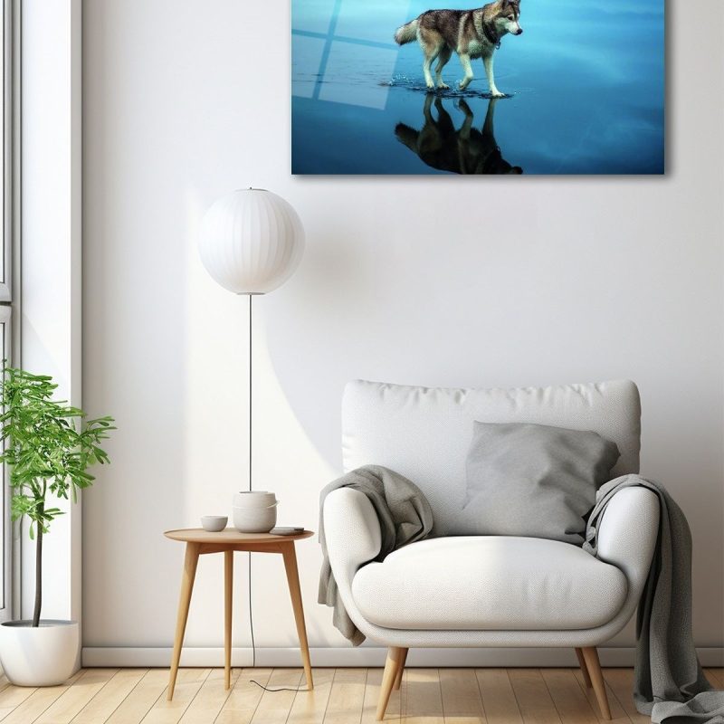 Dekoratif Duvar Tablosu Temperli Cam Tablo Kurt