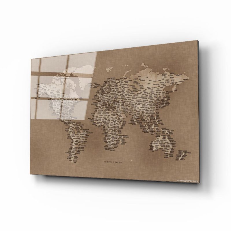 Dünya Haritası 65 Cam Tablo