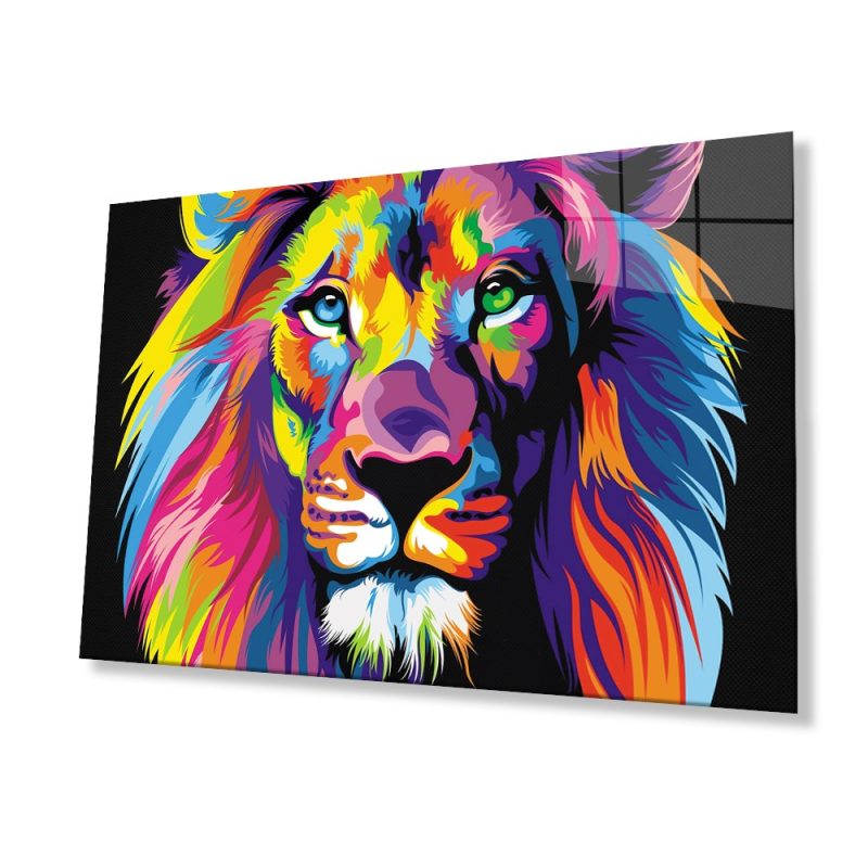 Aslan Hayvan Cam Tablo 4mm Dayanıklı Temperli Cam tablo