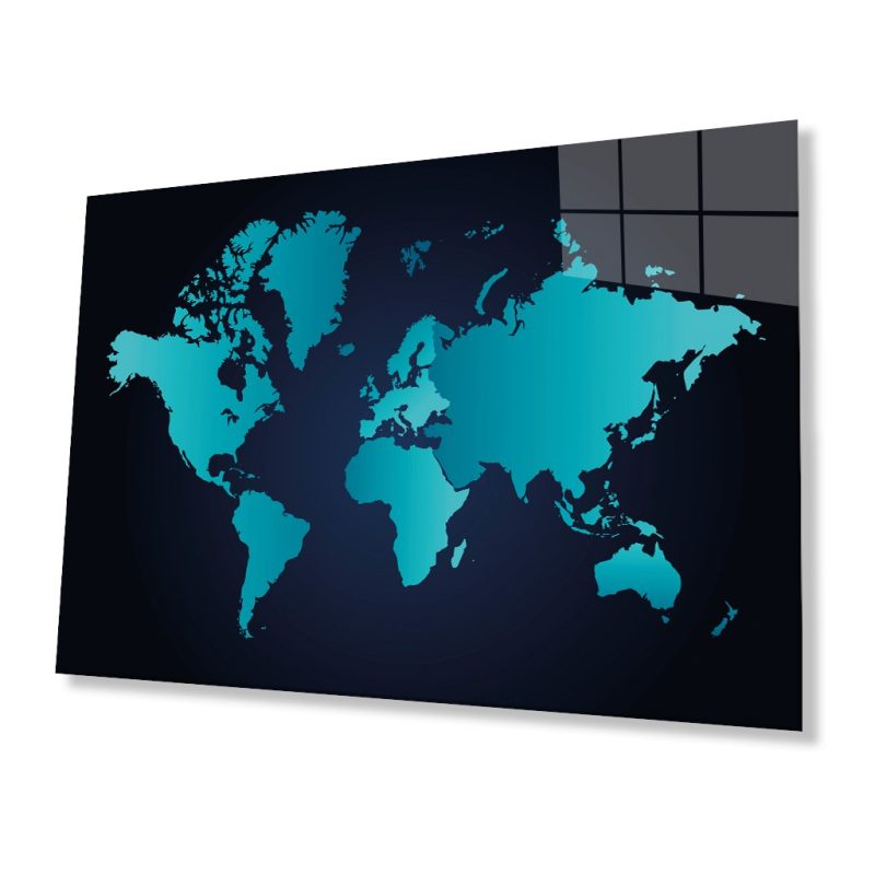 Dünya Haritası 94 Cam Tablo