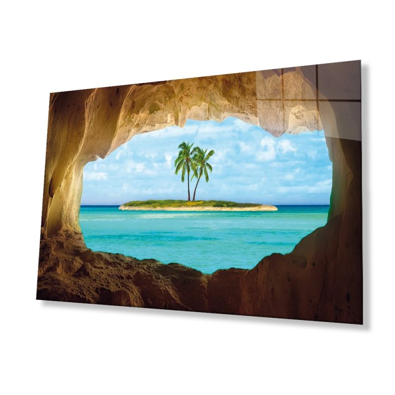 Deniz Manzara Cam Tablo Ev ve Ofis Duvar Dekoru Hediyelik Büyük Tablo 4mm Dayanıklı Temperli Cam