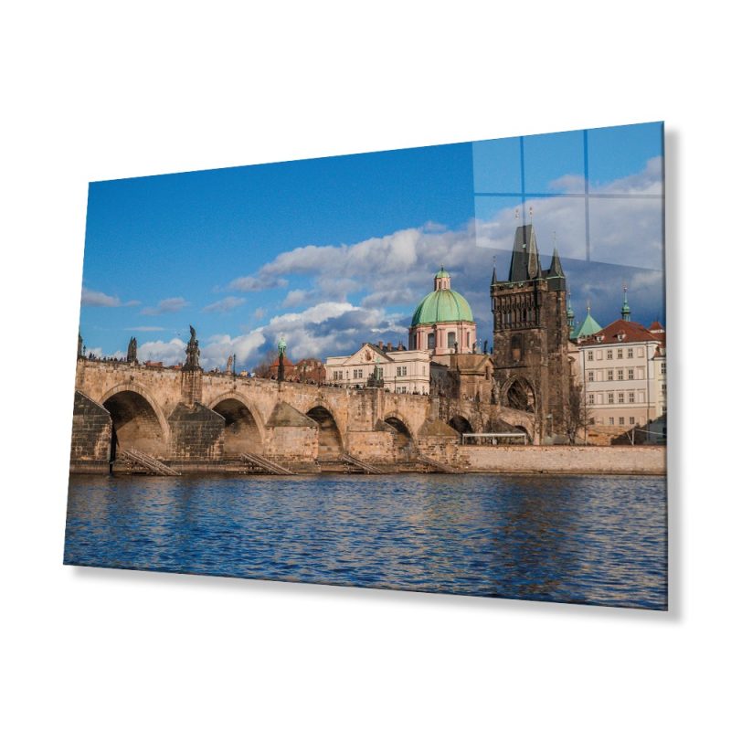 Eski Köprü Doğa Cam Tablo, Ev ve Ofis Duvar Dekoru, Hediyelik Büyük Temperli 4 mm Cam Tablo