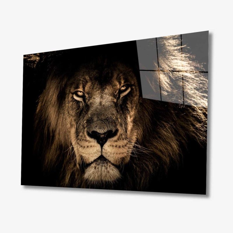 Aslan Hayvan Cam Tablo 4mm Dayanıklı Temperli Cam