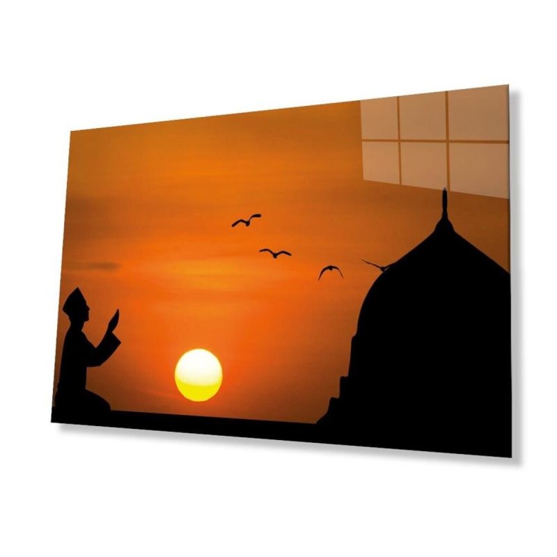 Gün Batımı Dua Dini Duvar Dekoru Cam Tablo 4mm Dayanıklı Temperli Cam