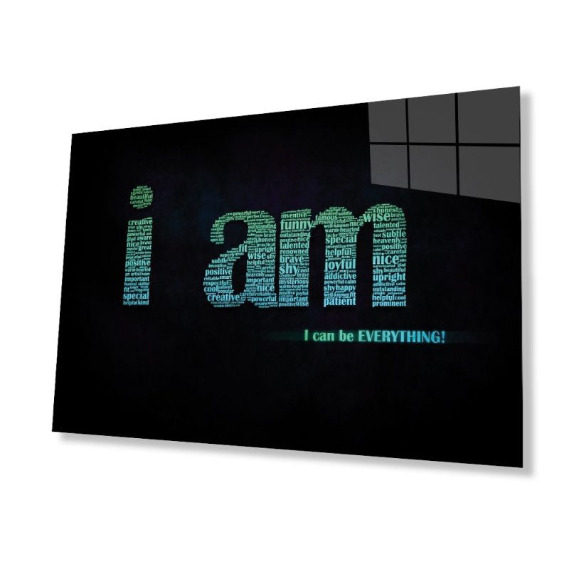 Özgüven Motivasyon Cam Tablo, Ev ve Ofis Duvar Dekoru, Hediyelik Büyük Temperli 4 mm Cam Tablo