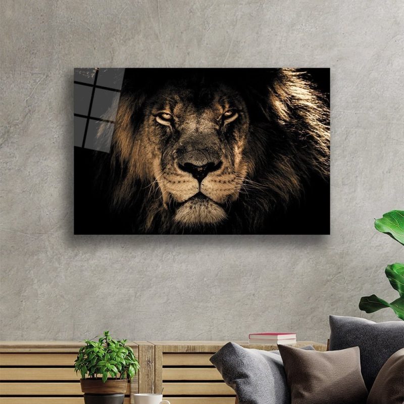 Aslan Hayvan Cam Tablo 4mm Dayanıklı Temperli Cam