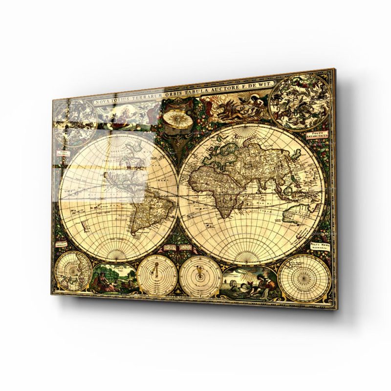 Dünya Haritası 11 Cam Tablo
