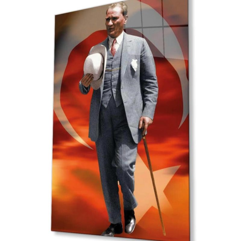 Atatürk Cam Tablo 4mm Dayanıklı Temperli Cam, Atatürk Glass Wall Art