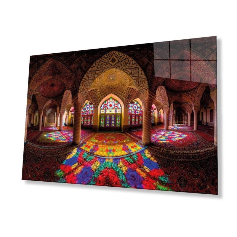 Cami İslami Motif Dini Duvar Dekoru Cam Tablo 4mm Dayanıklı Temperli Cam