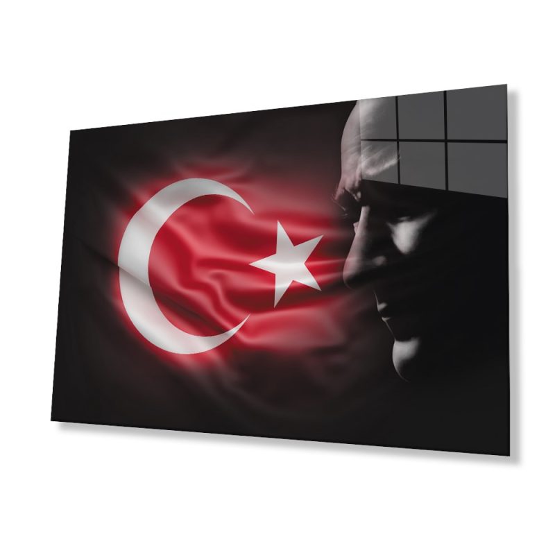 Türk Bayrağı ve Atatürk Cam Tablo